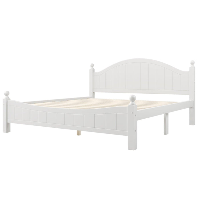 Traditional Concise Style White Solid Wood Platform Bed, No Need Box Spring, King