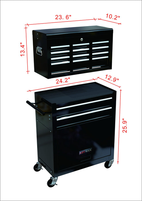 High Capacity Rolling Tool Chest with Wheels and Drawers, 8-Drawer ToolStorage Cabinet--BLACK