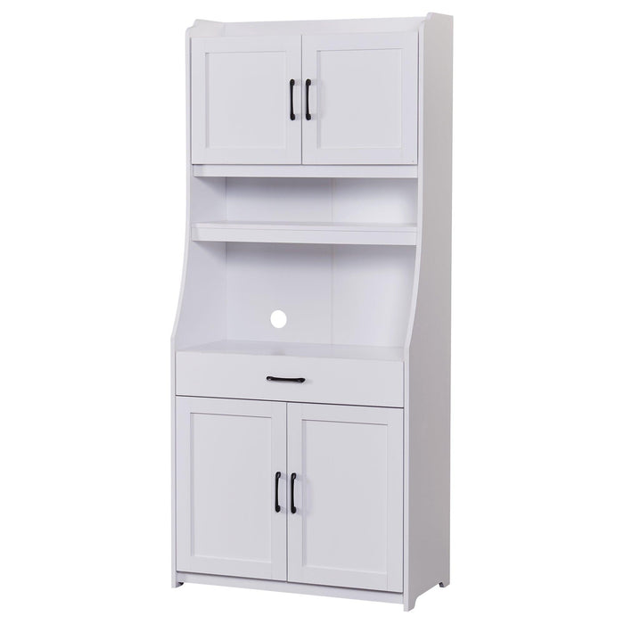 One-body Style Pantry Cabinet Kitchen Living Room Dining RoomStorage Buffet with Doors, Adjustable Shelves (White)