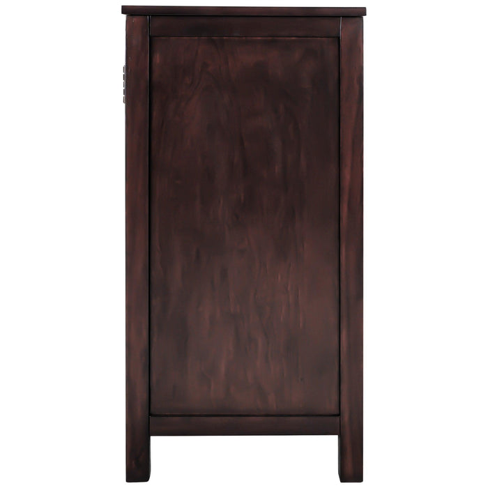 WoodStorage Cabinet with Doors and Adjustable Shelf, Entryway Kitchen Dining Room, Brown