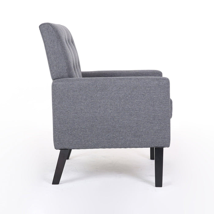 Fabric Accent Chair for Living Room, Bedroom Button Tufted Upholstered Comfy Reading Accent Chairs Sofa (Grey)