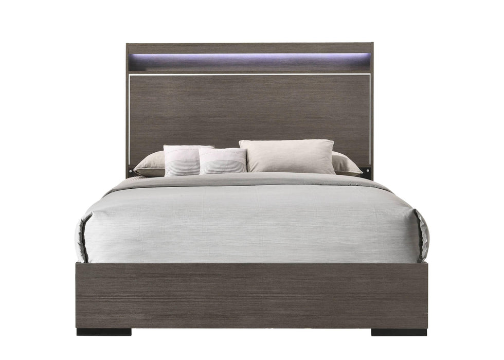 ACME Escher Queen Bed, LED & Gray Oak 27650Q