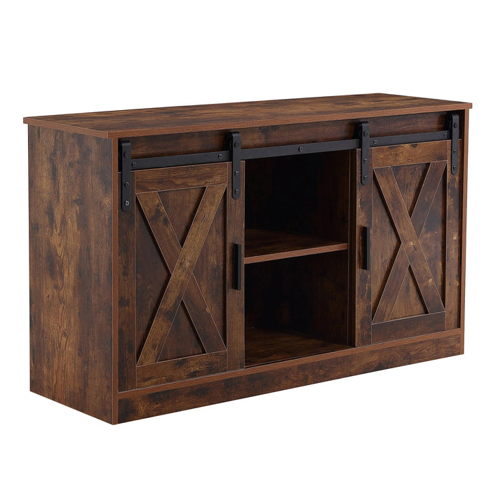 Rustic Brown decorative wooden TV /Storage cabinet with two sliding barn doors, available for bedroom, living room,corridor.