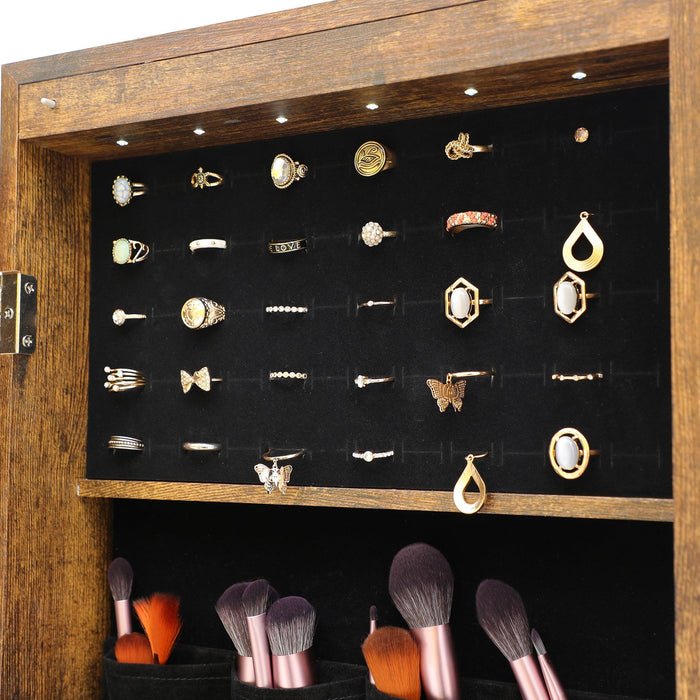 Fashion Simple JewelryStorage Mirror Cabinet With LED Lights Can Be Hung On The Door Or Wall