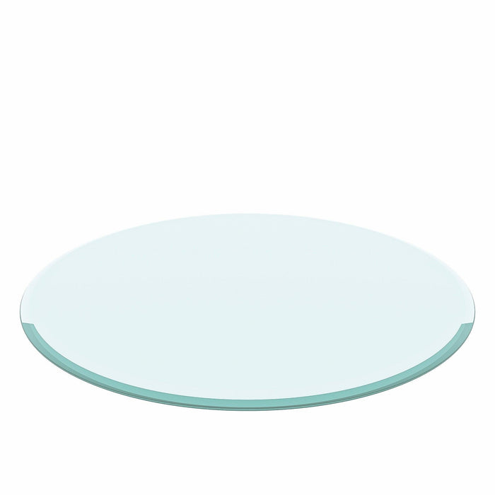 36" Inch Round Tempered Glass Table Top Clear Glass 2/5" Inch Thick Beveled Polished Edge