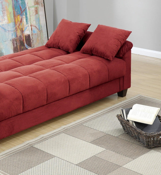 Contemporary Living Room Adjustable Sofa Red Color Microfiber PlushStorage Couch 1pc Futon Sofa w Pillows
