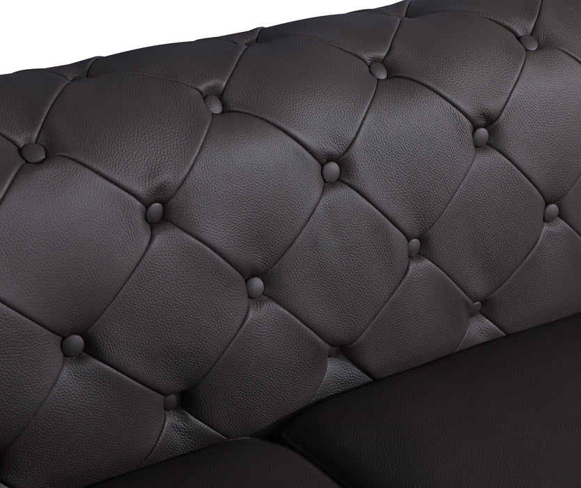 Global United Transitional Top Grain 100% Italian Leather Upholstered Sofa