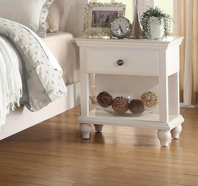Modern Bedroom Nightstand White Color Wooden 1 Drawers And Shelf Bed Side Table Plywood
