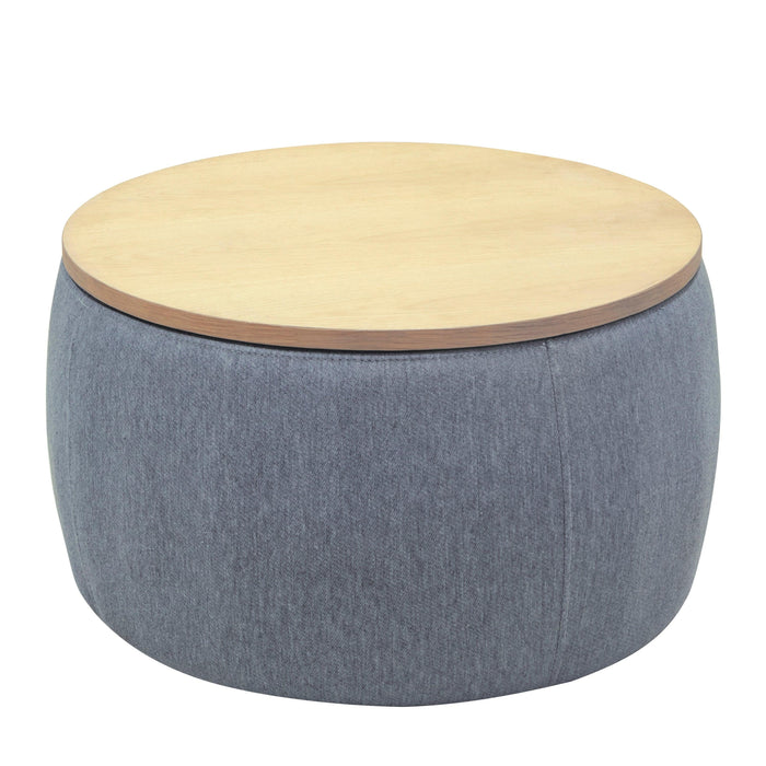 RoundStorage Ottoman, 2 in 1 Function, Work as End table and Ottoman, Dark Grey (25.5"x25.5"x14.5")