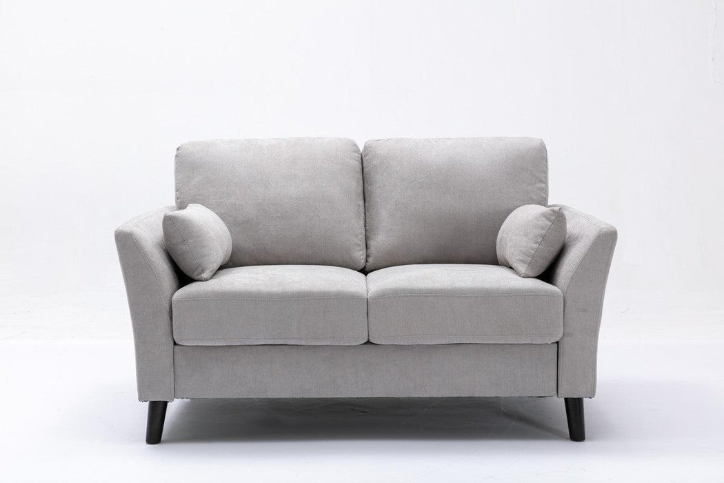 Damian Light Gray Velvet Fabric Sofa Loveseat Chair Living Room Set