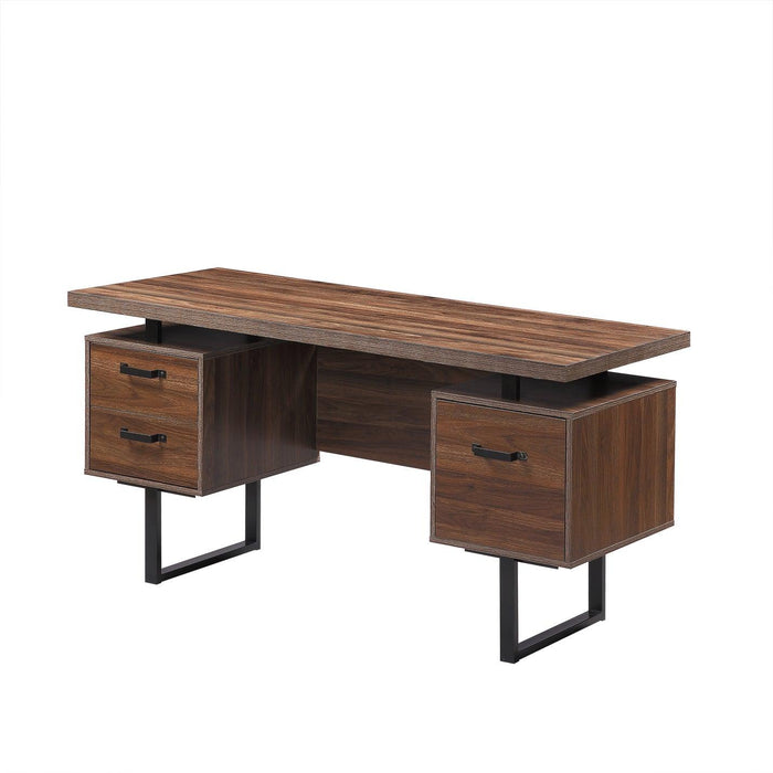 Home Office Computer Desk with Drawers/Hanging Letter-size Files, 59 inch Writing Study Table with Drawers