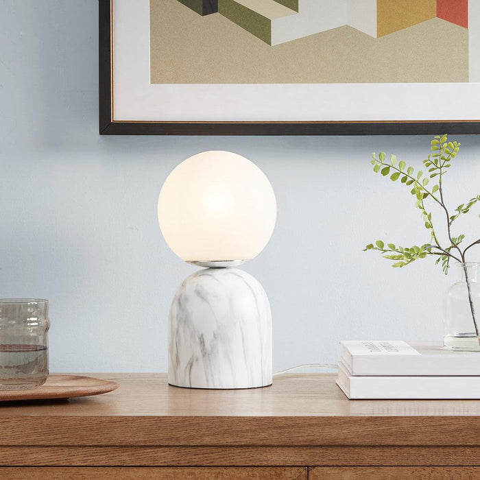 Nelia Frosted Glass Globe Resin Table Lamp