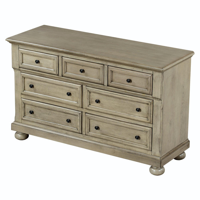 Solid Wood Seven-Drawer Dresser for Nursery, Kid’s Room, Bedroom, Stone Gray
