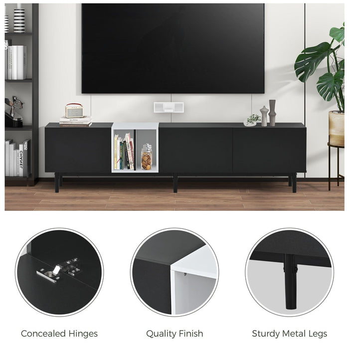 Modern TV Stand for 80’’ TV with 3 Doors, Media Console Table, Entertainment Center with LargeStorage Cabinet for Living Room, Bedroom