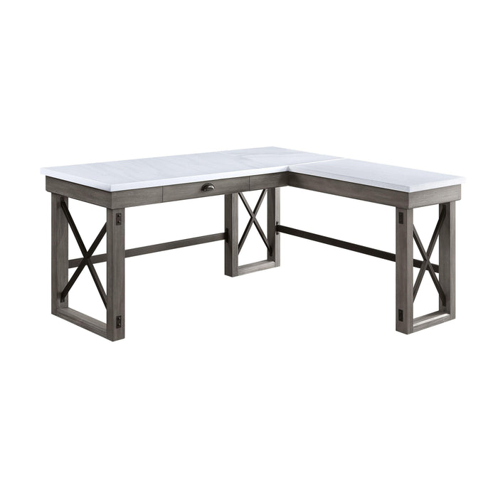 ACME Talmar Writing Desk w/Lift Top in Marble Top & Weathered Gray Finish OF00056