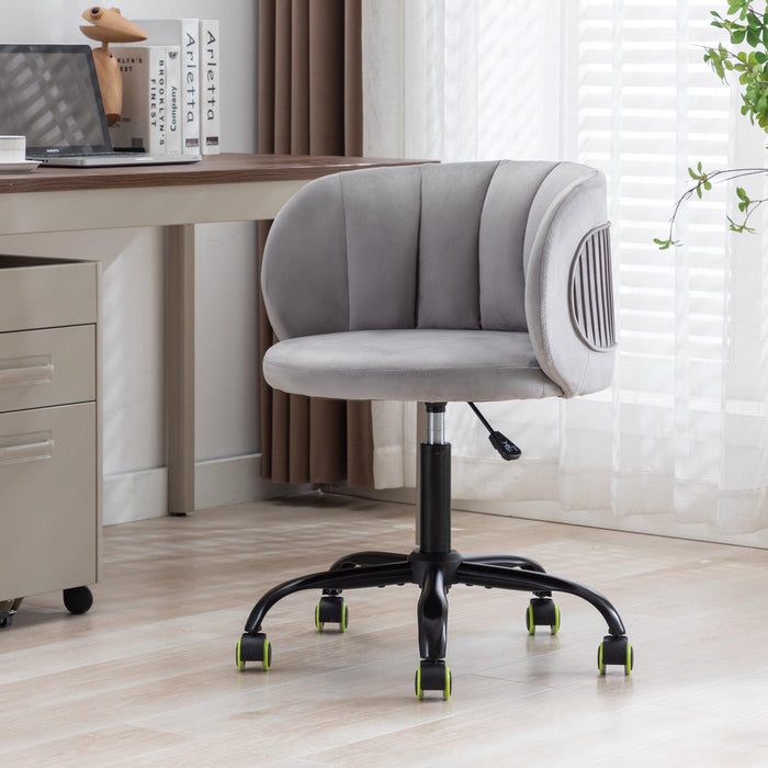 Zen Zone Velvet Leisure office chair, suitable for study and office, can adjust the height, can rotate 360 degrees, with pulley，Grey