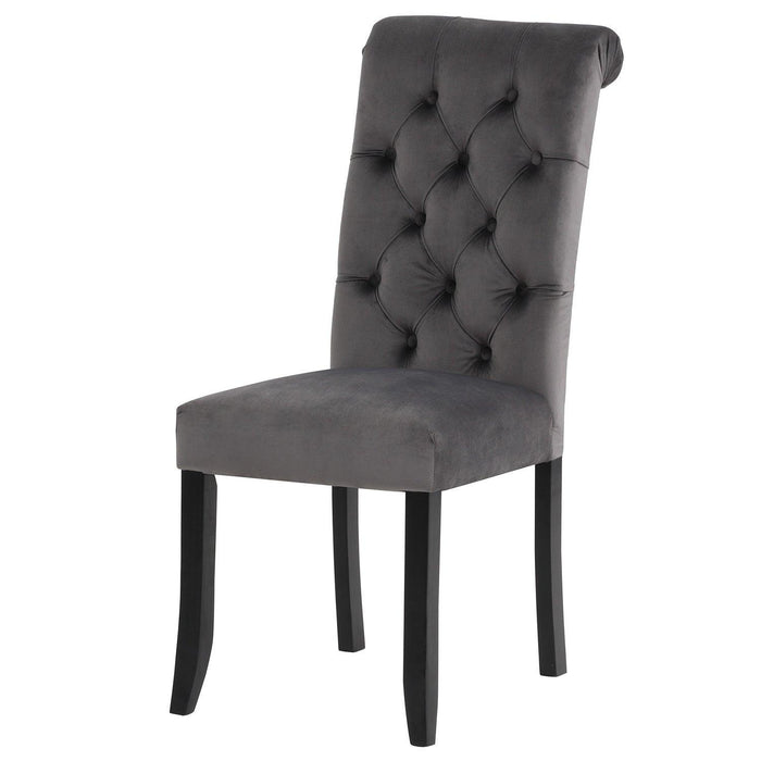 Classic Fabric Tufted Dining Chair with Wooden Legs - Set of 2