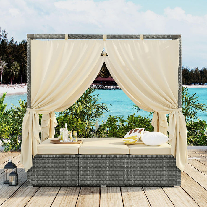 Adjustable Sun Bed With Curtain,High Comfort，With 3 Colors