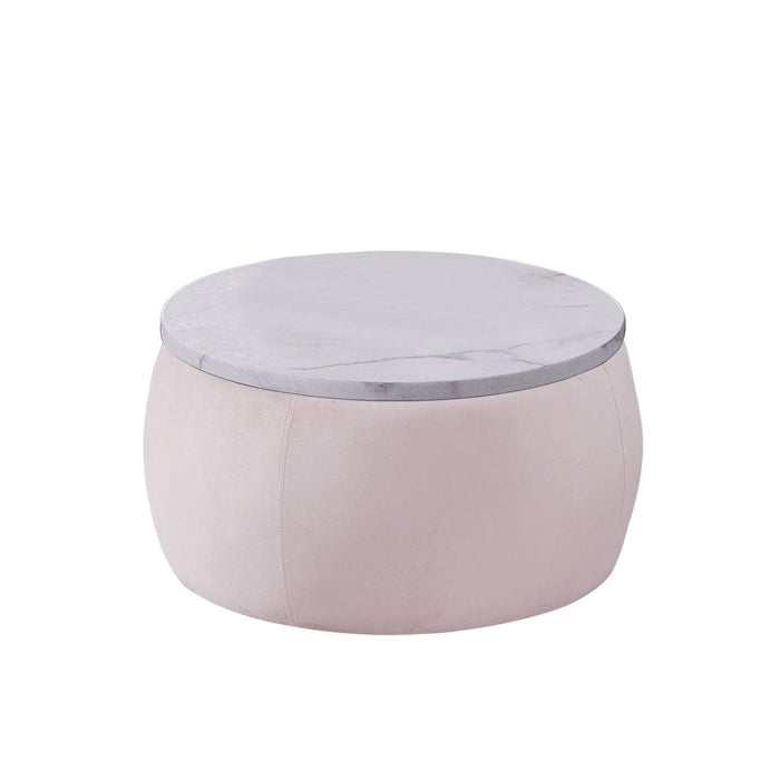 End Table withStorage, Round Accent Side Table with Removable Top for Living Room, Bedroom,Pink