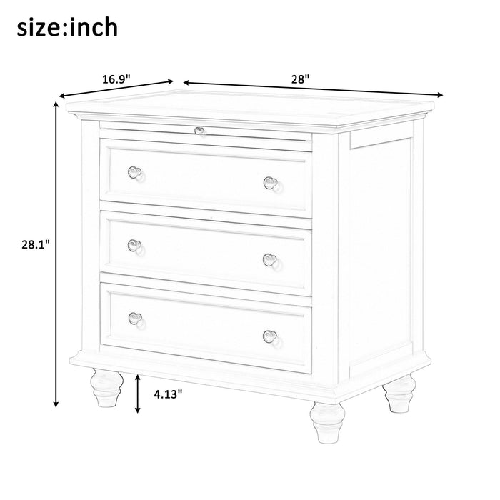 3-DrawerStorage Wood Cabinet, End Table with Pull out Tray
