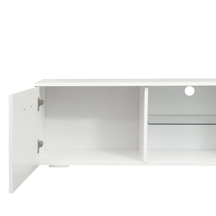 TV cabinet with LED light, white TV cabinet