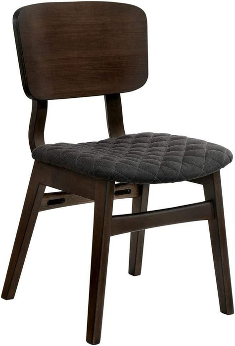 Set of 2 Side Chairs Walnut Finish Solid wood Mid-CenturyModern Padded Fabric Seat Curved Back Chair Kitchen Dining