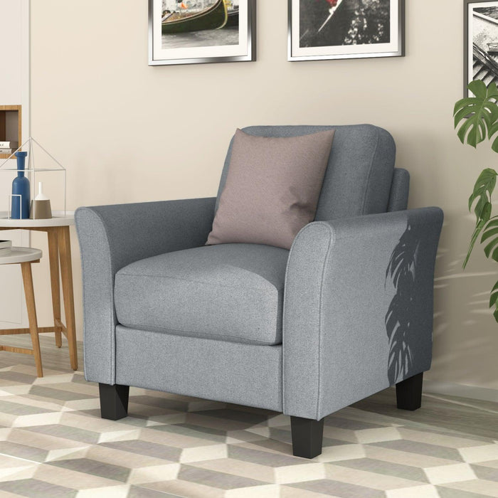 Living Room Sets Furniture Armrest Sofa Single Chair Sofa Loveseat Chair 3-Seat Sofa (ChairLoveseat Chair&3-Seat Sofa, Gray)