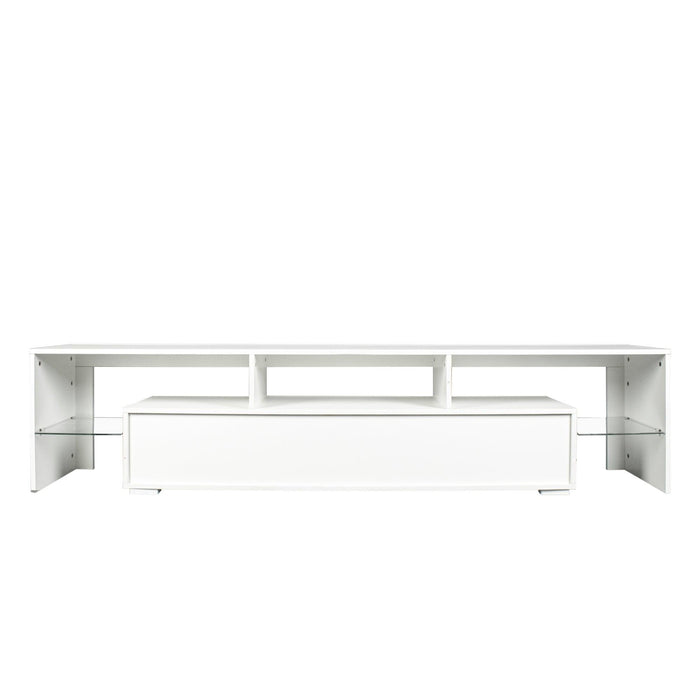 Modern gloss white TV Stand for 80 inch TV , 20 Colors LED TV Stand w/Remote Control Lights