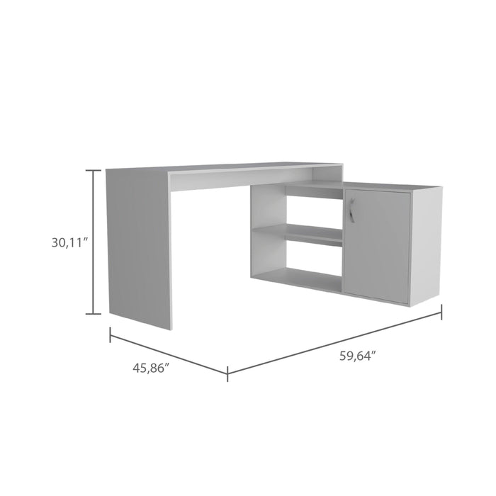 Lyncliff 1-Drawer 2-Shelf L-Shaped Office Desk White