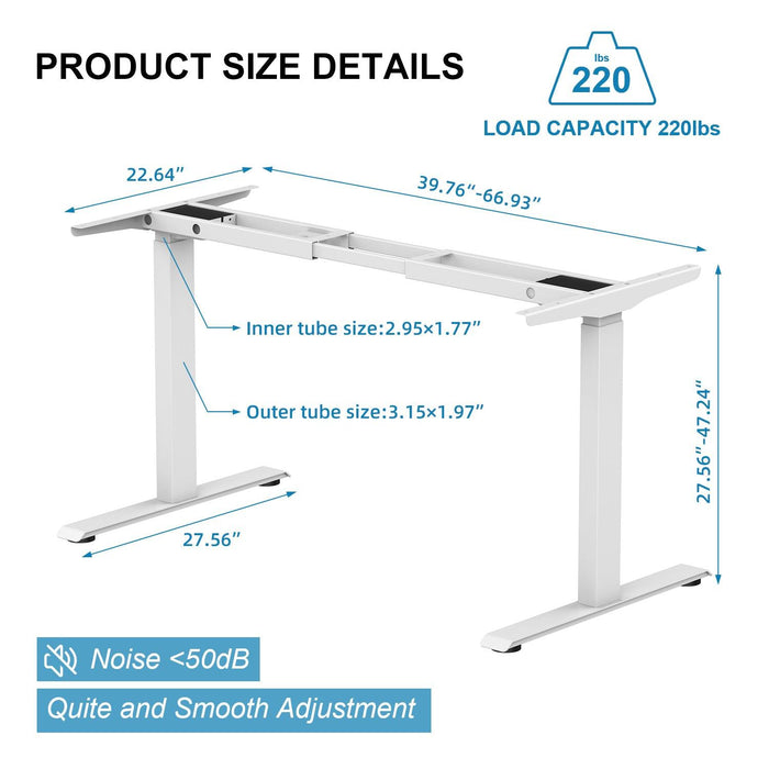 Electric Standing Desk  with Dual Motor Height Adjustable Sit Stand Desk Computer Workstation with USB Charge
"	
，White