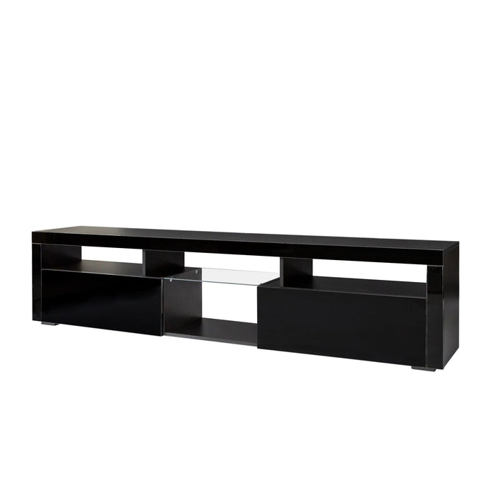 BlackModern simple TV cabinet，2Storage Cabinet with Open Shelves for Living Room Bedroom