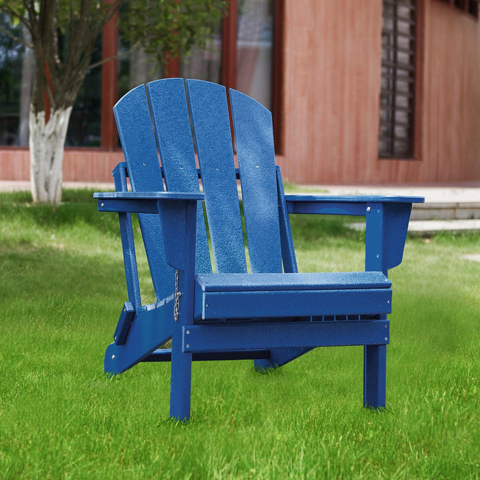 Folding Adirondack Chair Outdoor, Poly Lumber Weather Resistant Patio Chairs for Garden, Deck, Backyard, Lawn Furniture, Easy Maintenance & Classic Adirondack Chairs Design, Navy Blue