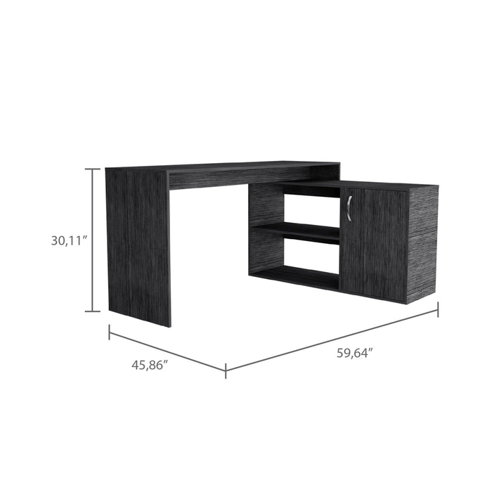 Lyncliff 1-Drawer 2-Shelf L-Shaped Office Desk Smokey Oak