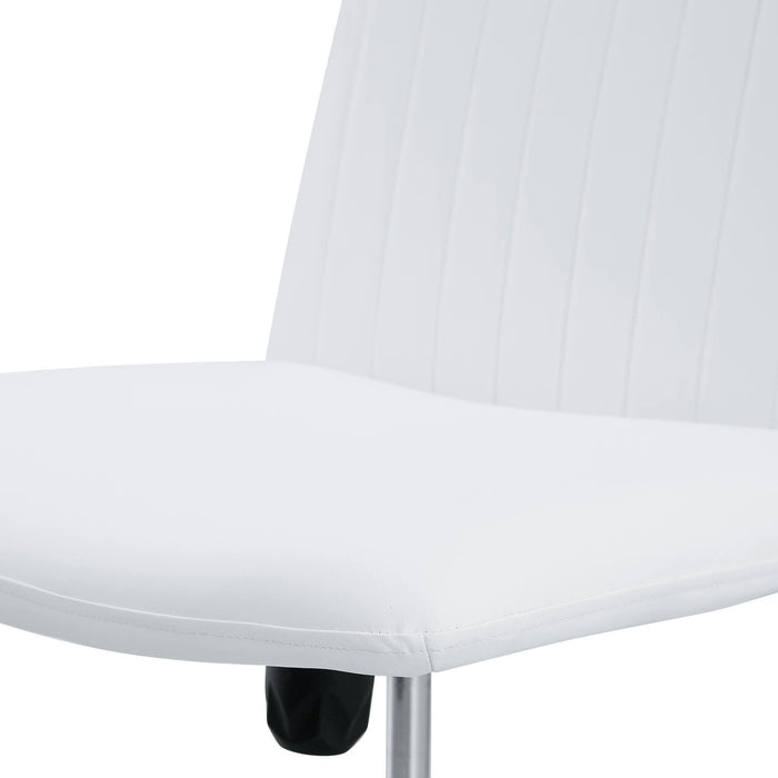 White High Grade Pu Material. Home Computer Chair Office Chair Adjustable 360 ° Swivel Cushion Chair With Black Foot Swivel Chair Makeup Chair Study Desk Chair. No Wheels