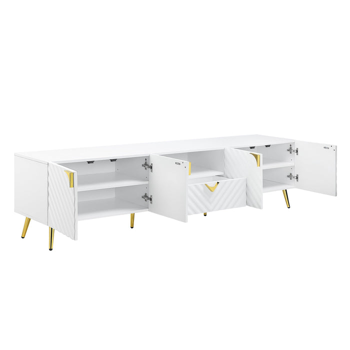 ACME Gaines TV Stand, White High Gloss Finish LV01138