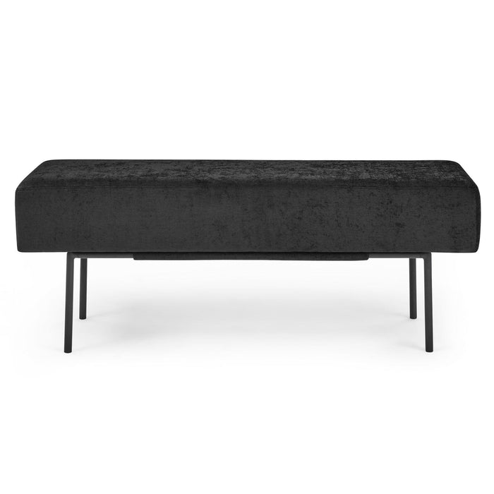Contemporary Style Bedroom Chenille Upholstered Bench, Black,( 45'' x13''x 17''）