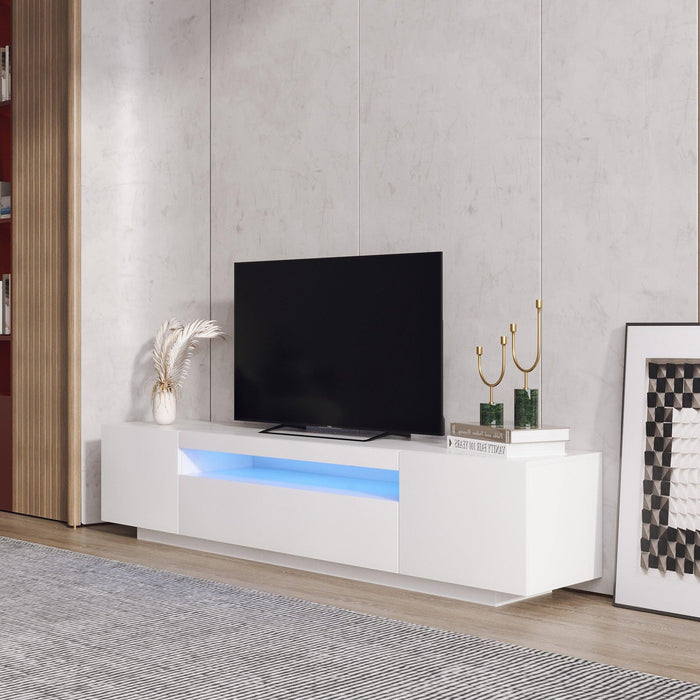 TV Cabinet Wholesale, White TV Stand with Lights,Modern LED TV Cabinet withStorage Drawers, Living Room Entertainment Center Media Console Table