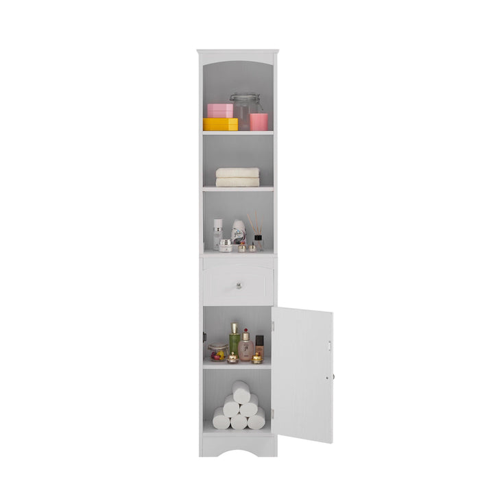 Tall Bathroom Cabinet, FreestandingStorage Cabinet with Drawer, MDF Board, Adjustable Shelf, White