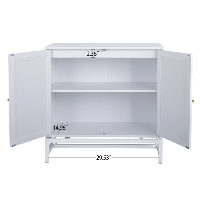 Natural rattan 2 door cabinet，with 1 Adjustable Inner Shelves，rattan，AccentStorage Cabinet