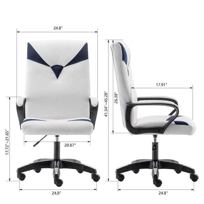 Ergonomic office chair, high backrest adjustable office chair, administrative office chair with armrests, swivel chair, suitable for computer chairs of all ages（White+Navy）