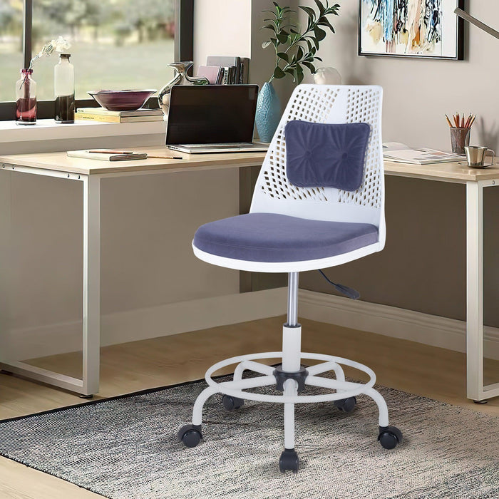 Home Office Desk Chair,Drafting Chair,Height Adjustable Rolling Chair, Armless CuteModern Task Chair for Make Up and Teens Homework,Purple