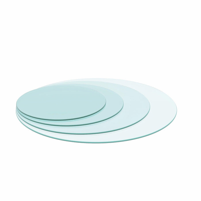 24" Inch Round Tempered Glass Table Top Clear Glass 1/4" Inch Thick Round Polished Edge