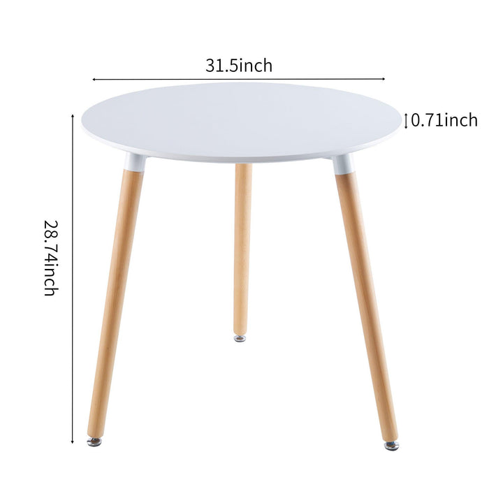 31.5"White Table Mid-century Dining Table for 2-4 people With Round Mdf Table Top, Pedestal Dining Table, End Table Leisure Coffee Table wood leg