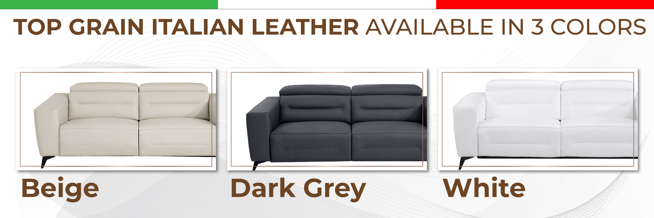 Global United Top Grain Italian Leather Sofa with Power Recliner