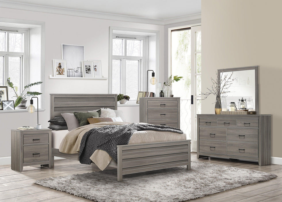 Dark Gray Finish Transitional Look Queen Bed 1pc Industrial RusticModern Style Bedroom Furniture
