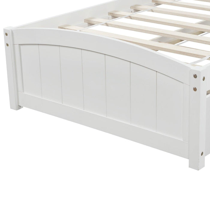 Twin size Platform Bed with Trundle, White