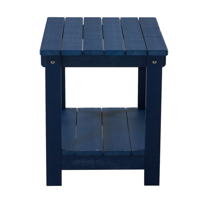 Key West Weather Resistant Outdoor Indoor Plastic Wood End Table, Patio Rectangular Side table, Small table for Deck, Backyards, Lawns, Poolside, and Beaches, Blue