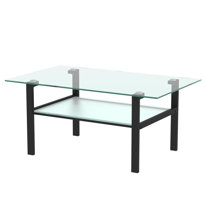 Transparent glass black coffee table,Modern simple, living room coffee table, side center table