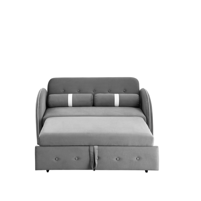 Modern 55.5" Pull Out Sleep Sofa Bed 2 Seater Loveseats Sofa Couch with side pockets, Adjsutable Backrest and Lumbar Pillows for Apartment Office Living Room