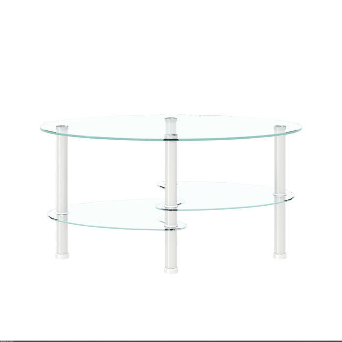 Transparent Oval glass coffee table,Modern table with stainless steel  leg, tea table 3-layer glass table for living room